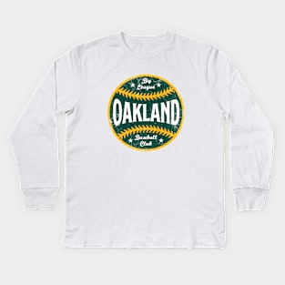 Oakland Retro Big League Baseball - White Kids Long Sleeve T-Shirt